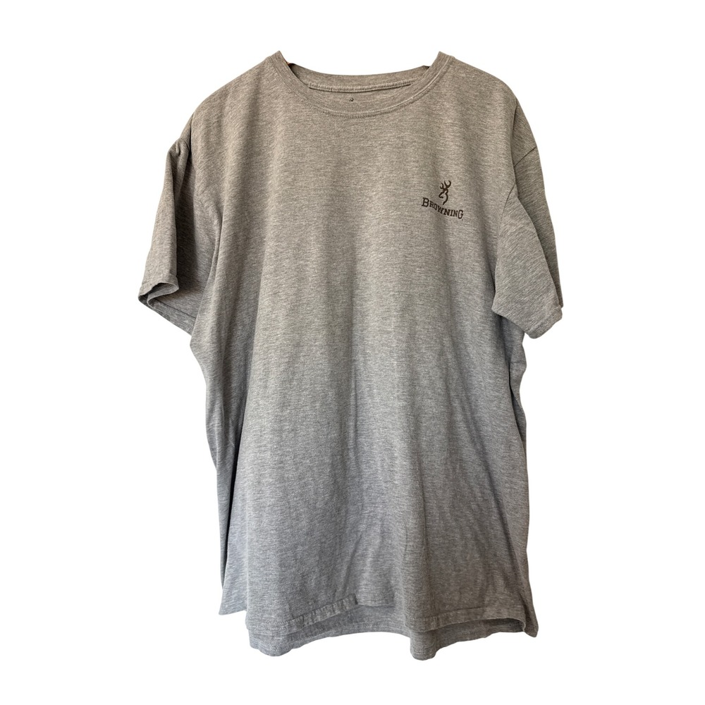 Browning Buckmark Logo Graphic T-Shirt Men's 2XL‎ Heather Gray Short Sleeve
